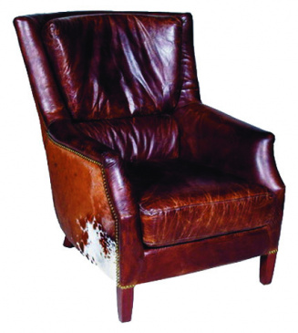 Vintage Sessel Leder mit Fell CHELSEA