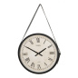 Preview: Klassische Wanduhr aus braunem Holz und Metall