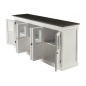 Preview: Weißes Sideboard mit sechs Glastüren und schwarzer Deckplatte Preview: Weißes Sideboard mit sechs Glastüren und schwarzer Deckplatte