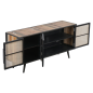 Preview: Phonomöbel / TV-Bank industrial mit Rattan-Gittern Preview: Phonomöbel / TV-Bank industrial mit Rattan-Gittern