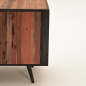 Preview: Industrial TV Bank aus Eisen und recyceltem Holz 200cm