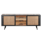 Preview: Industrial Sideboard aus Holz, Eisen und Rattan