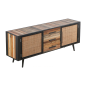 Preview: Industrial Sideboard aus Holz, Eisen und Rattan