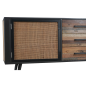 Preview: Industrial Sideboard aus Holz, Eisen und Rattan