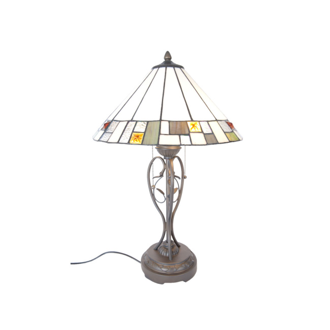 Weiße Tiffany Stil Tischlampe aus Glas (B-Ware)