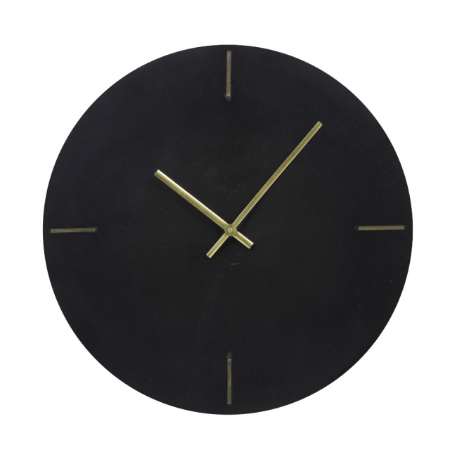 Schwarze Wanduhr modernes Design mit goldenen Zeigern