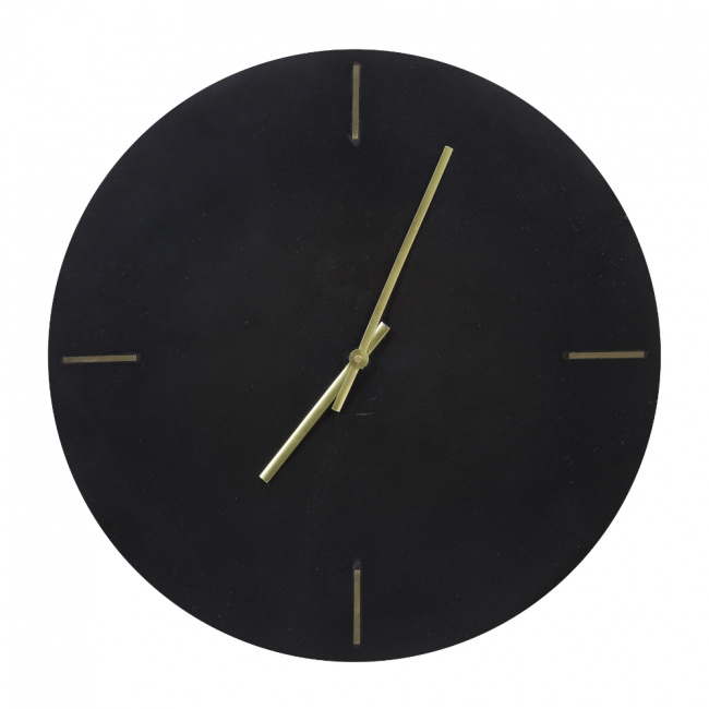 Edle Metall-Wanduhr rundes schwarzes Ziffernblatt