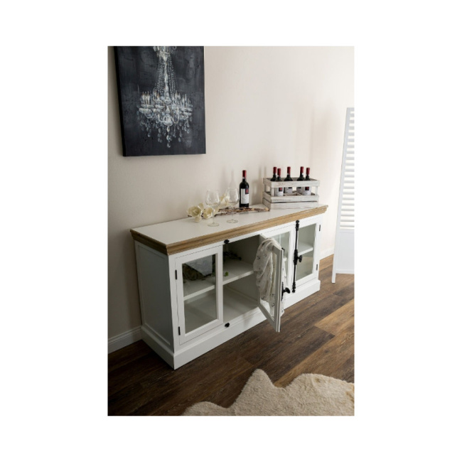 Kleine FSC Vitrine FLORENTINA mit 4 Glastüren