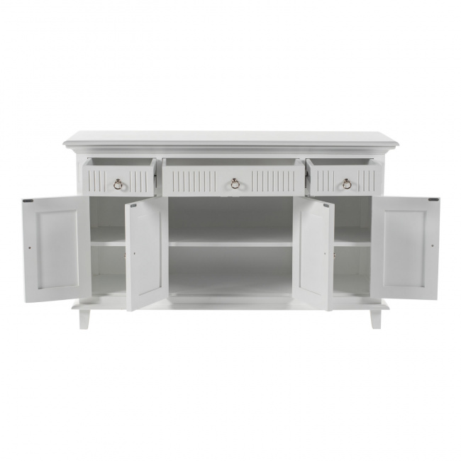 Weißes Landhaus-Sideboard mit vier Türen und drei Schubladen