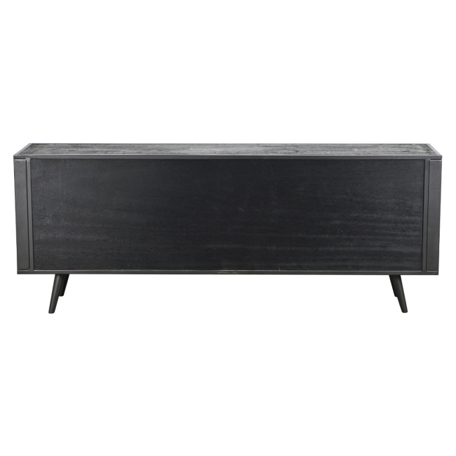 Industrial Sideboard schwarz mit Rattan 200cm