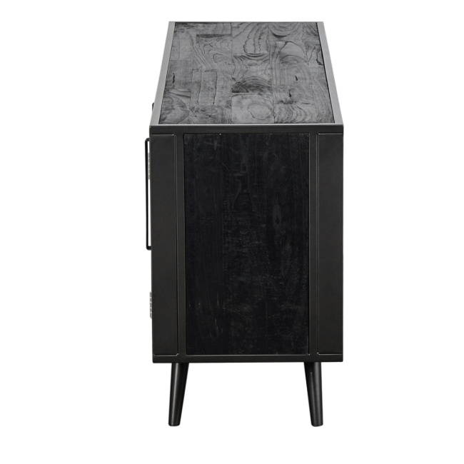 Fernsehschrank Industrial schwarz Eisen / Holz / Rattan