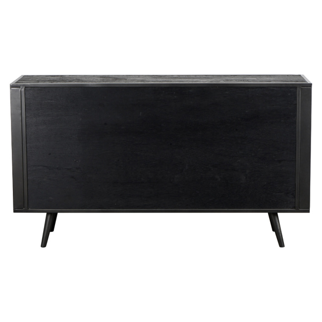 Schwarze Kommode Eisen / Holz / Rattan im Industrial Look