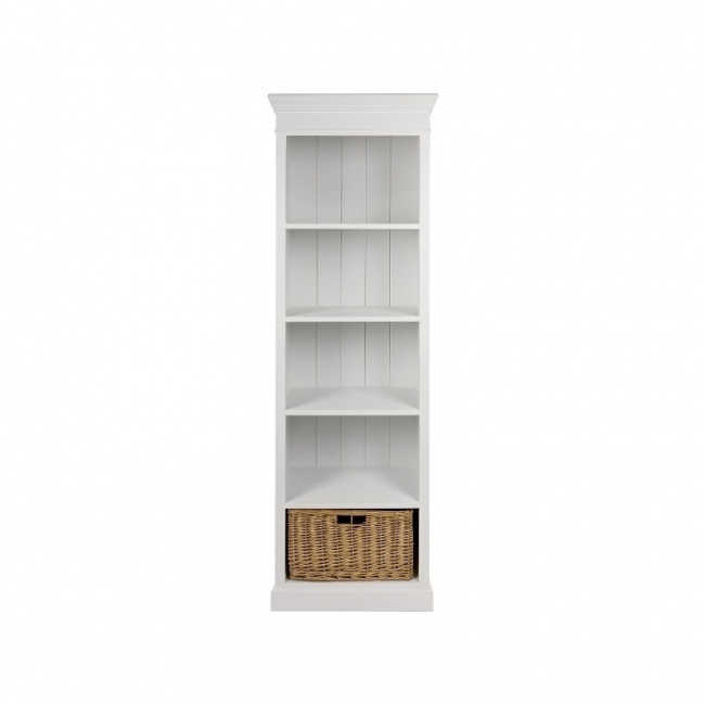Landhaus Bücherregal mit Bastkorb LOUISE
