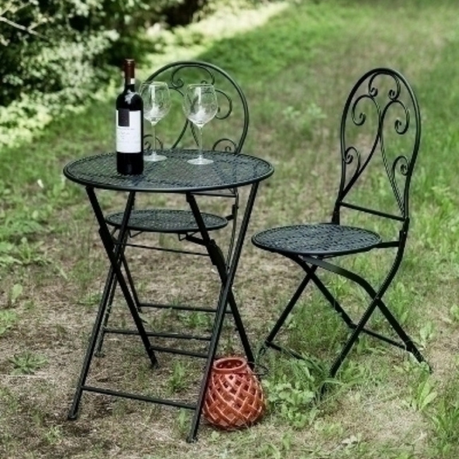 Stuhl und Klapptisch Set schwarz
