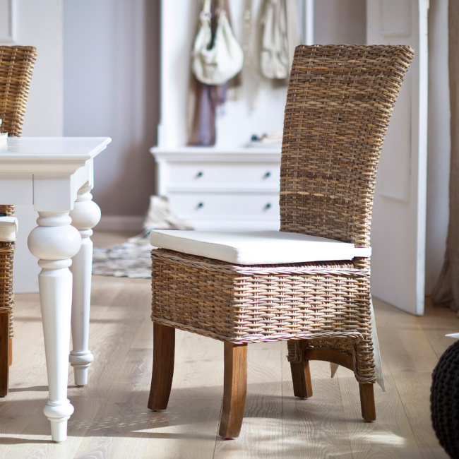 Wickerworks Salsa Rattan-Esszimmerstuhl mit Kissen (2er Set)