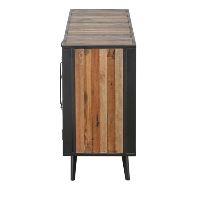NovaSolo Industrial Sideboard mit Rattan Natur/Schwarz