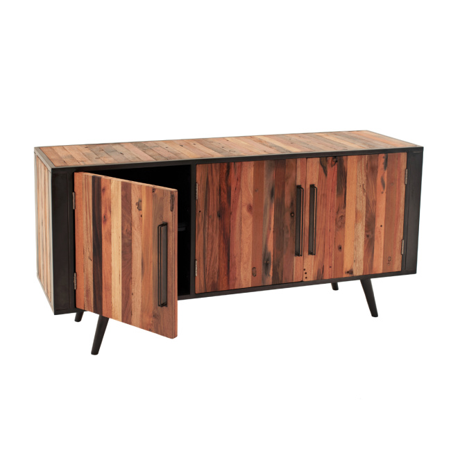 Industrial Fernsehschrank 160cm schwarz / natur