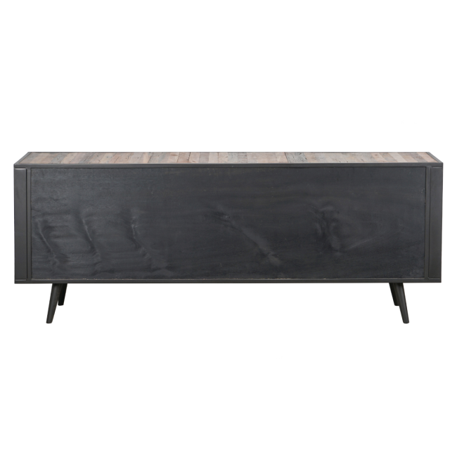 Industrial Sideboard aus Holz, Eisen und Rattan