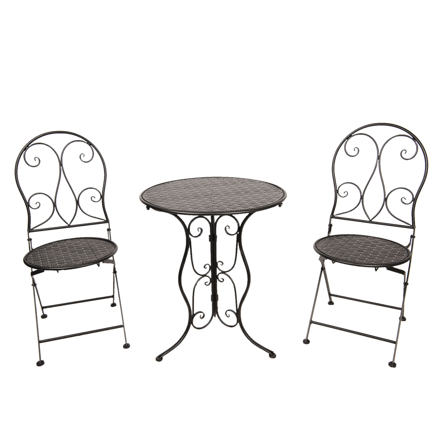 Gartenmöbel / Balkon-Set schwarz Tisch + Stühle 5Y0634 ...