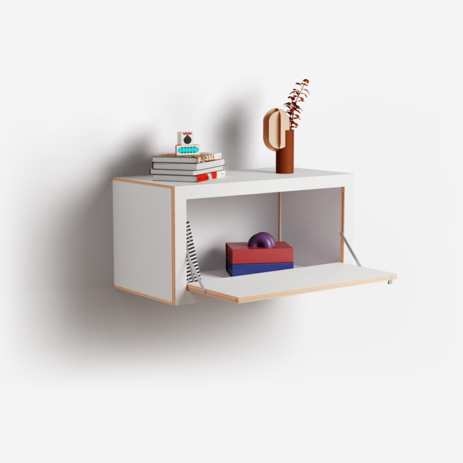 Weißes Fläpps Box Sideboard zum Aufhängen