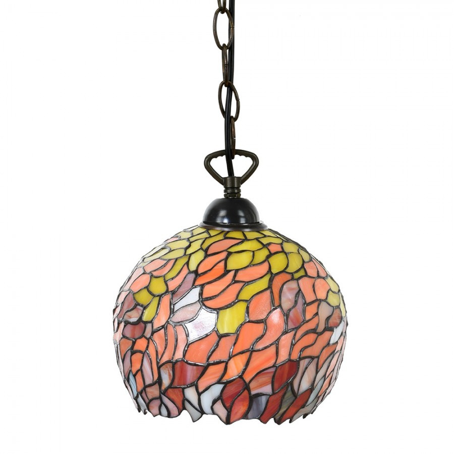 Farbenfrohe Pendelleuchte aus Tiffany-Glas