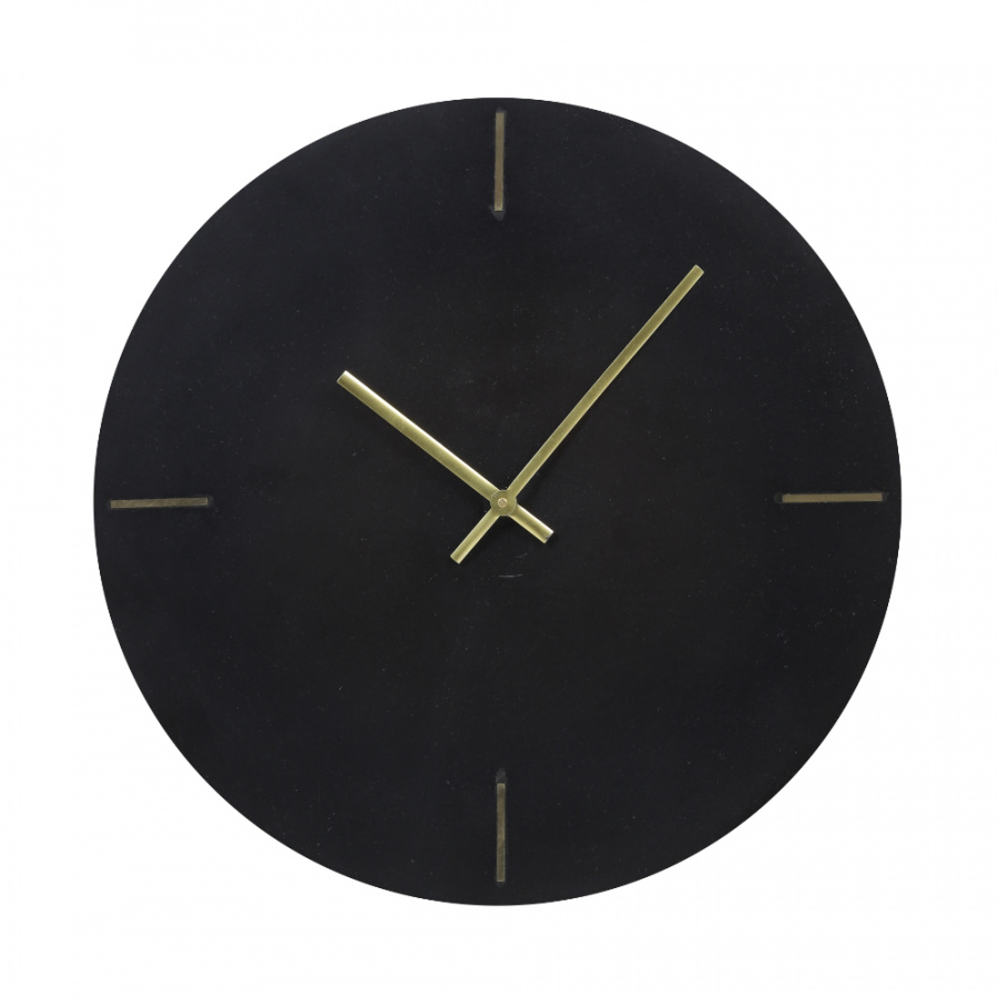Schwarze Wanduhr modernes Design mit goldenen Zeigern