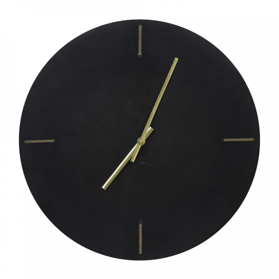 Edle Metall-Wanduhr rundes schwarzes Ziffernblatt