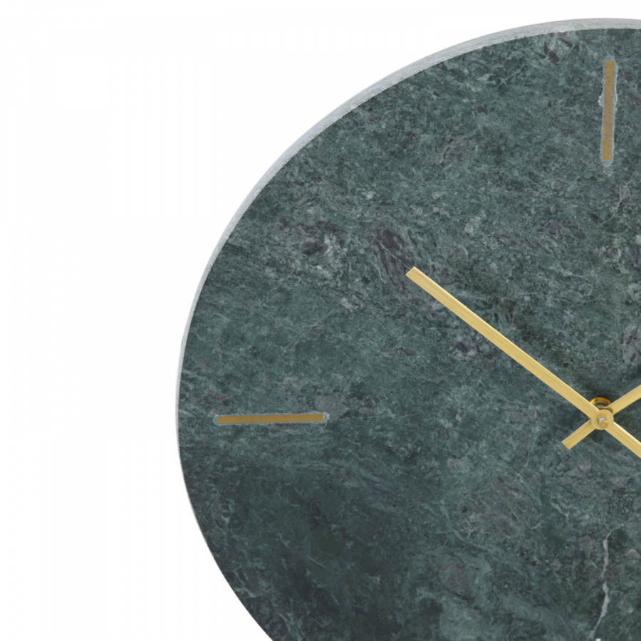 Grüne Vintage-Stein Uhr mit goldenen Zeigern