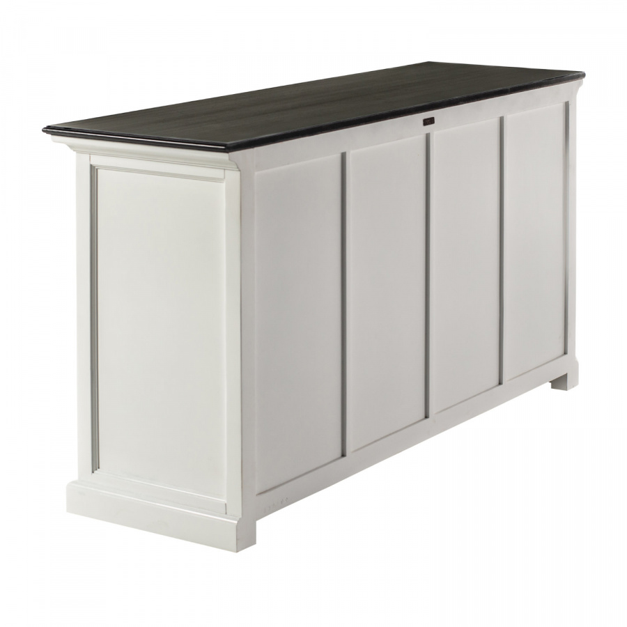 Weißes Sideboard im Landhausstil mit schwarzer Deckplatte Weißes Sideboard im Landhausstil mit schwarzer Deckplatte