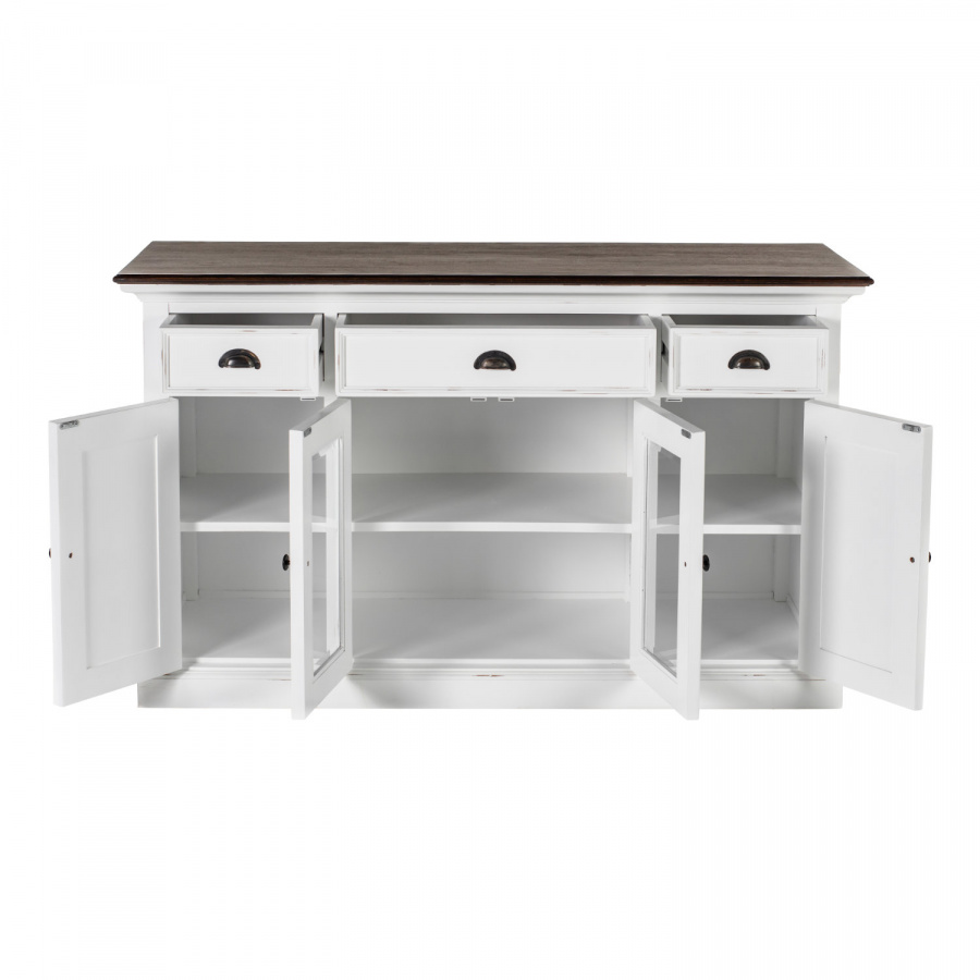 Massives Landhaus-Sideboard mit 4 Türen und 3 Schubladen Massives Landhaus-Sideboard mit 4 Türen und 3 Schubladen