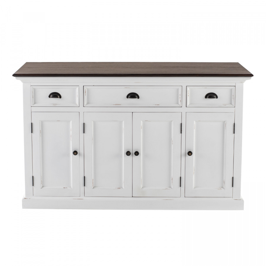 Buffet Kommode von Novasolo weißes Mahagoni mit dunkelbrauner Deckplatte Buffet Kommode von Novasolo weißes Mahagoni mit dunkelbrauner Deckplatte
