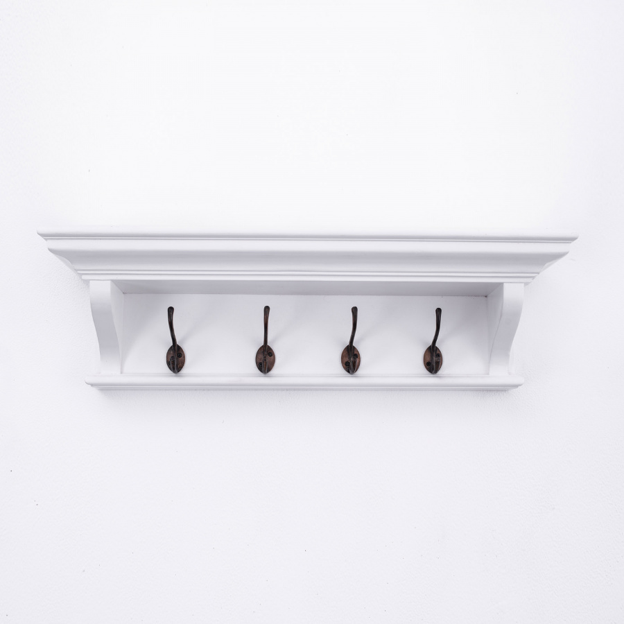 Weiße Garderobe im Landhausmöbel-Stil mit vier Haken Weiße Garderobe im Landhausmöbel-Stil mit vier Haken