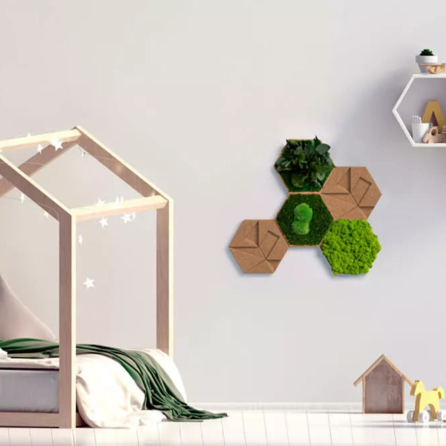 5er Moos-, Kork- & Pflanzen-Hexagon Set 5er Moos-, Kork- & Pflanzen-Hexagon Set