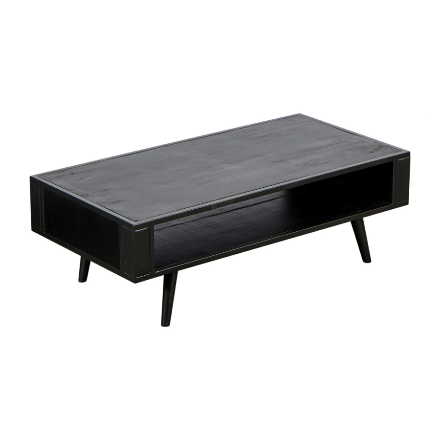 Couchtisch aus Eisen, Holz und Rattan im Industrial Stil Couchtisch aus Eisen, Holz und Rattan im Industrial Stil