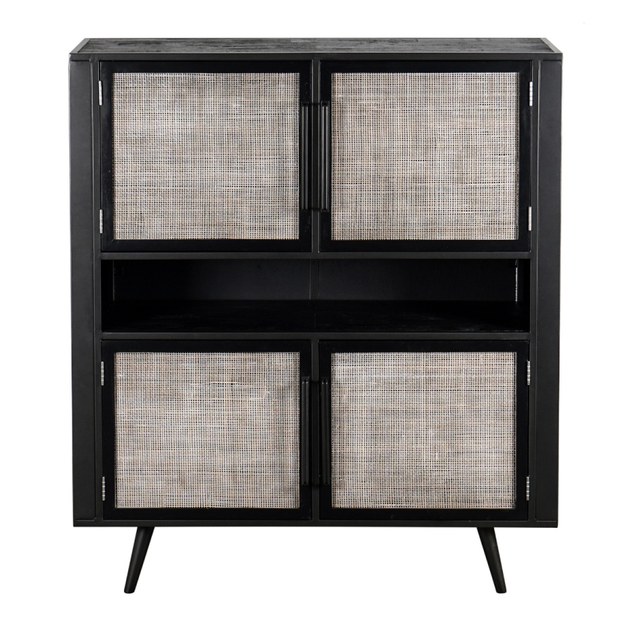 Buffet im Industrial Stil aus Eisen, Holz und Rattan Buffet im Industrial Stil aus Eisen, Holz und Rattan