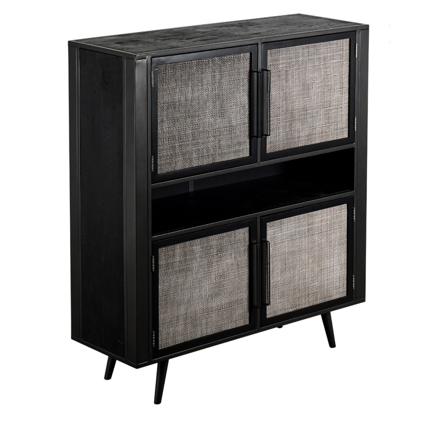 Buffet im Industrial Stil aus Eisen, Holz und Rattan Buffet im Industrial Stil aus Eisen, Holz und Rattan