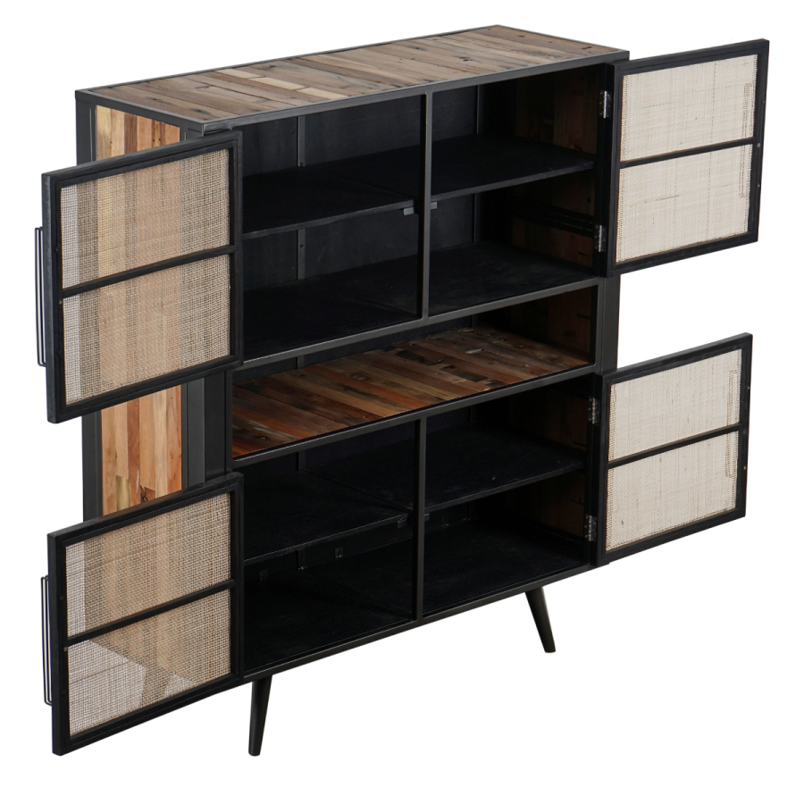 Industrial Buffet / Anrichte mit Rattan schwarz Industrial Buffet / Anrichte mit Rattan schwarz