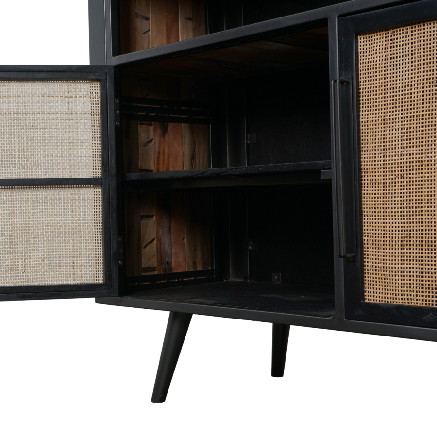 Industrial Buffet / Anrichte mit Rattan schwarz Industrial Buffet / Anrichte mit Rattan schwarz