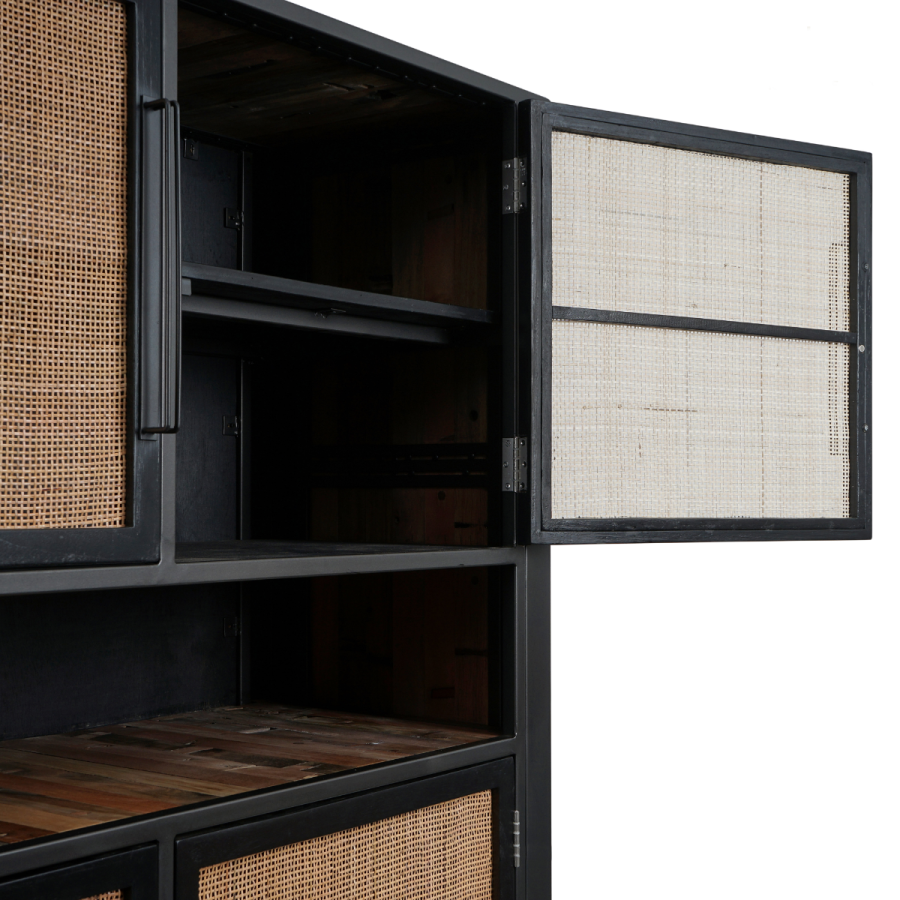 Industrial Buffet / Anrichte mit Rattan schwarz Industrial Buffet / Anrichte mit Rattan schwarz