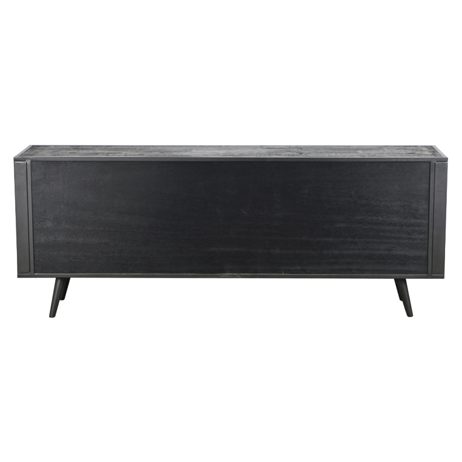 Industrial Sideboard schwarz mit Rattan 200cm Industrial Sideboard schwarz mit Rattan 200cm