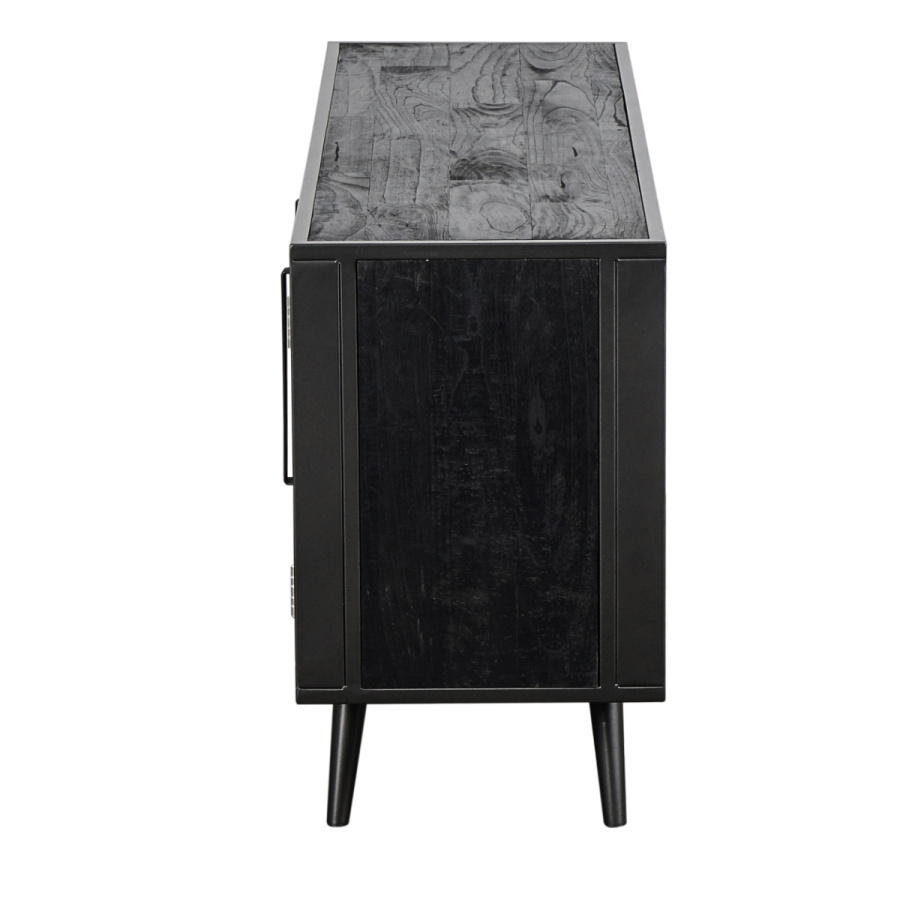 Fernsehschrank Industrial schwarz Eisen / Holz / Rattan Fernsehschrank Industrial schwarz Eisen / Holz / Rattan