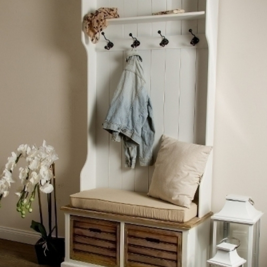 Landhaus Garderobe PRUDENCE mit Sitzfläche Landhaus Garderobe PRUDENCE mit Sitzfläche