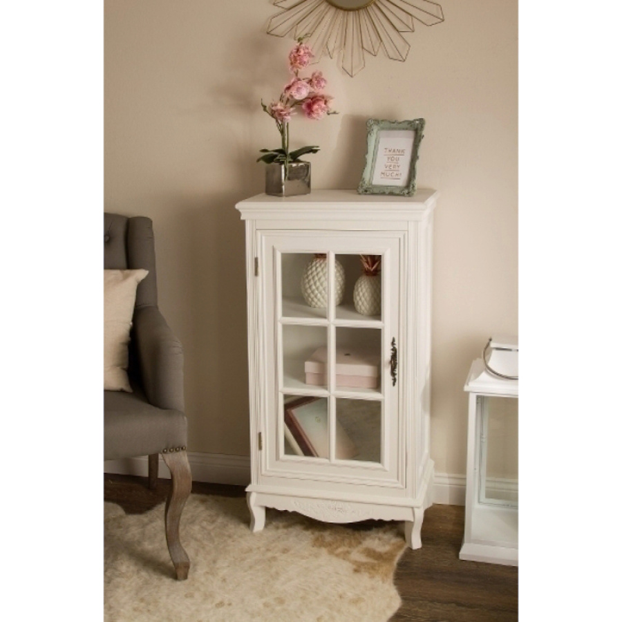 Kleine, weiße Vitrine "Coline" im Landhausstil