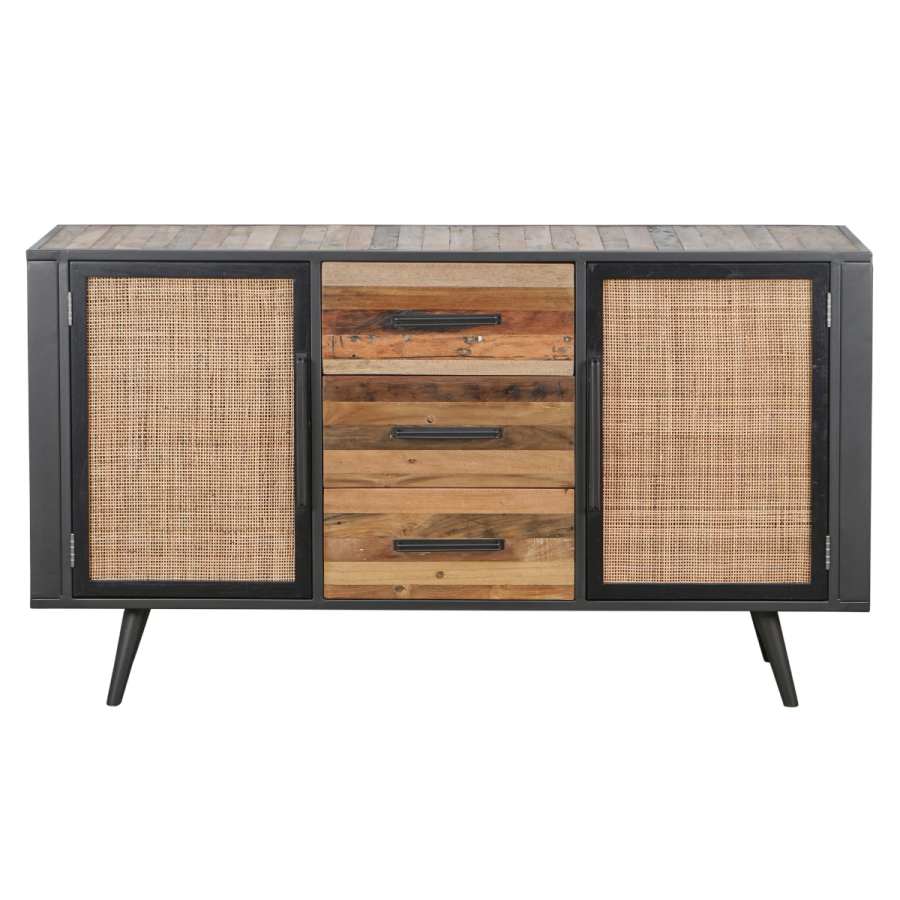 NovaSolo Industrial Sideboard mit Rattan Natur/Schwarz NovaSolo Industrial Sideboard mit Rattan Natur/Schwarz