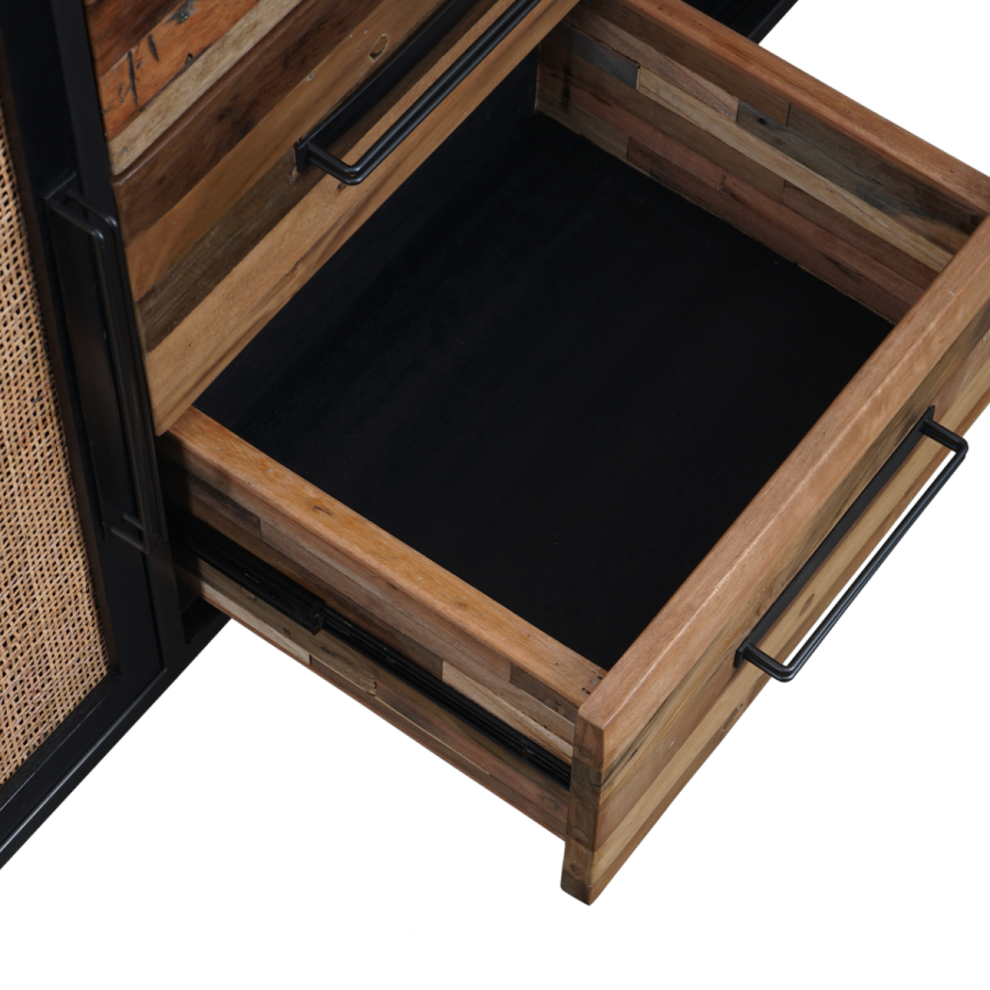 NovaSolo Industrial Sideboard mit Rattan Natur/Schwarz NovaSolo Industrial Sideboard mit Rattan Natur/Schwarz