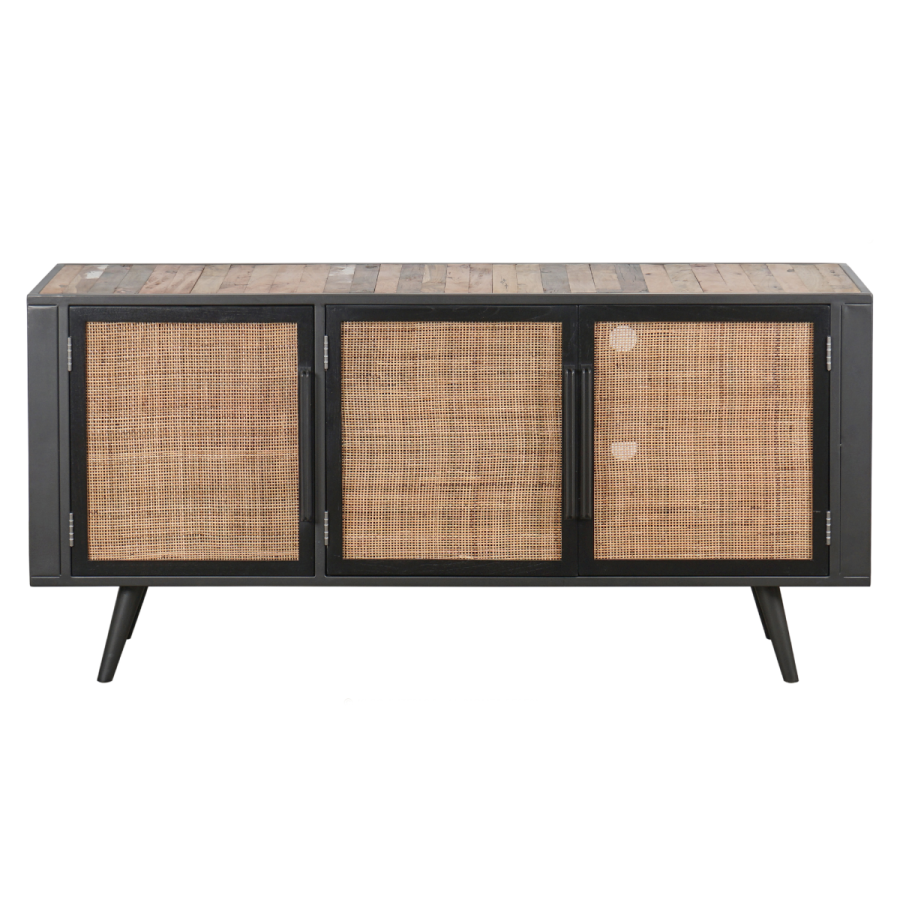 Phonomöbel / TV-Bank industrial mit Rattan-Gittern Phonomöbel / TV-Bank industrial mit Rattan-Gittern