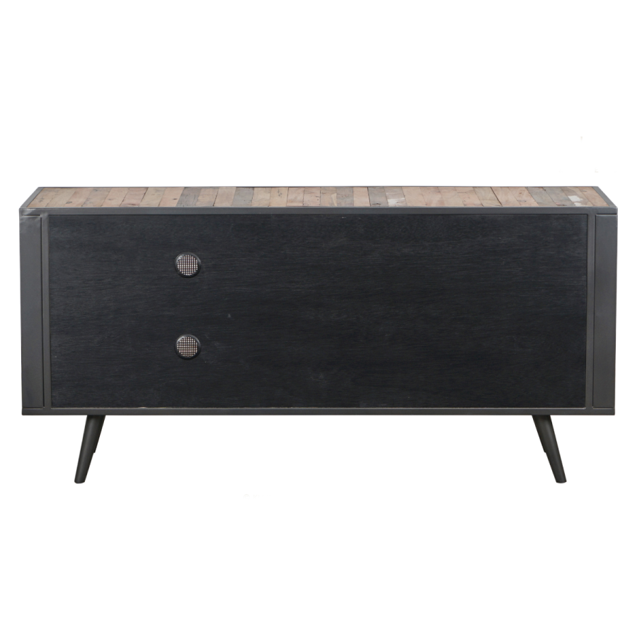 Phonomöbel / TV-Bank industrial mit Rattan-Gittern Phonomöbel / TV-Bank industrial mit Rattan-Gittern