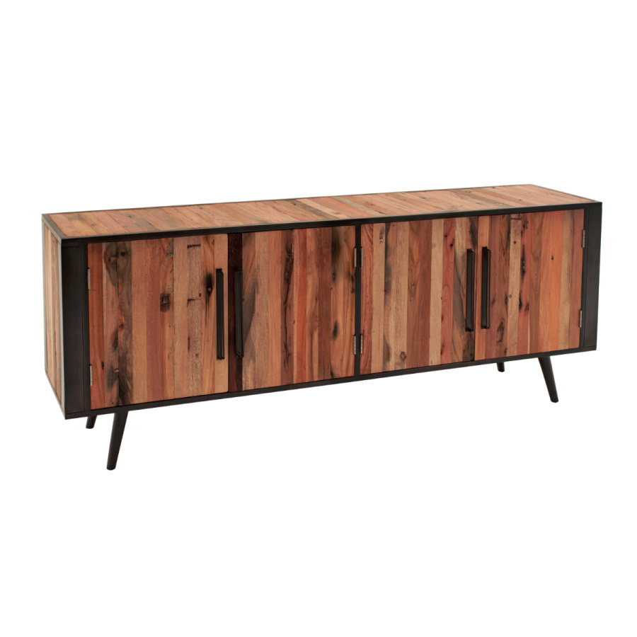 Industrial TV Bank aus Eisen und recyceltem Holz 200cm Industrial TV Bank aus Eisen und recyceltem Holz 200cm