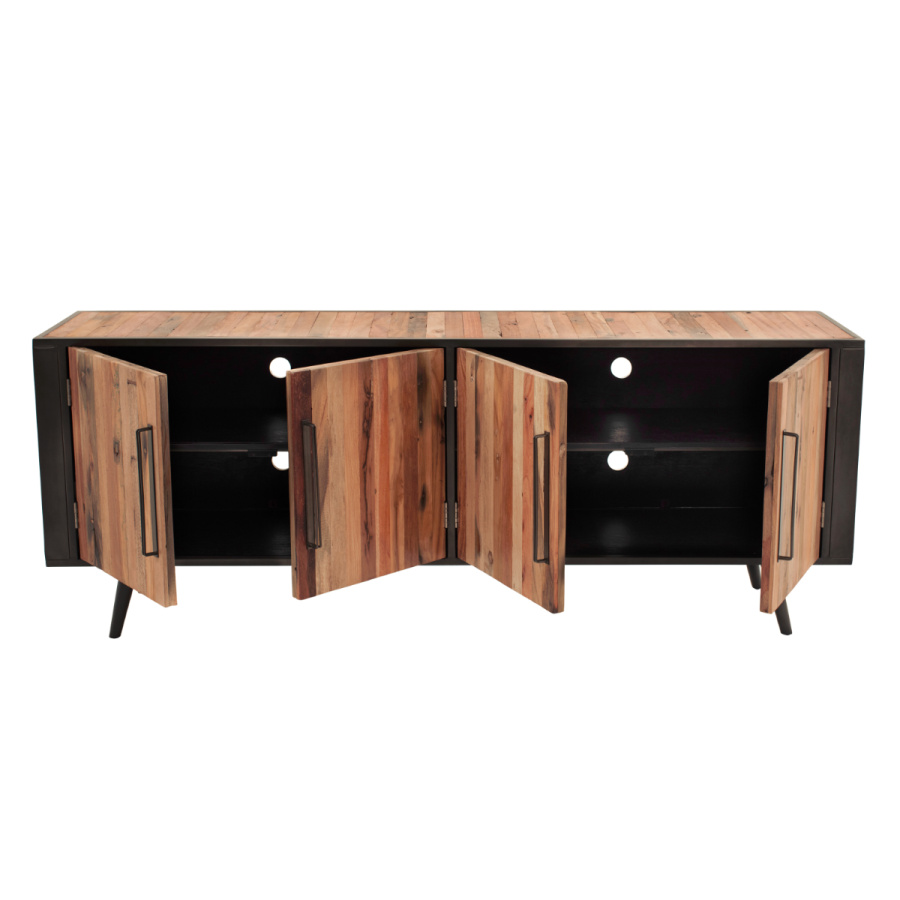 Industrial TV Bank aus Eisen und recyceltem Holz 200cm Industrial TV Bank aus Eisen und recyceltem Holz 200cm