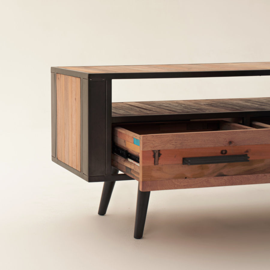 Fernsehschrank im Industrial Stil Holz / Eisen Fernsehschrank im Industrial Stil Holz / Eisen
